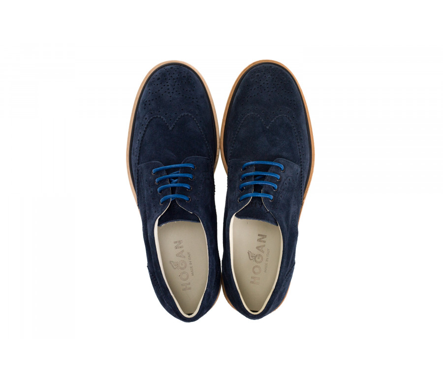 'R217' Lace-Up Shoes In Suede With Wing Tips Perforations