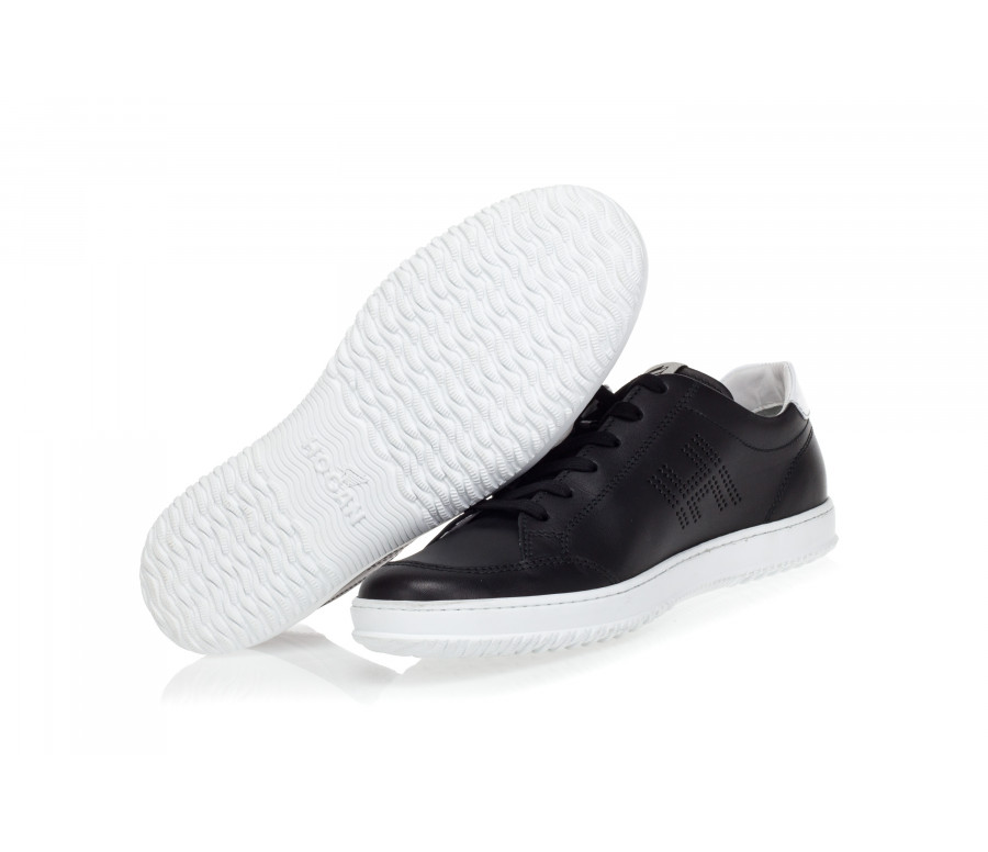 'H168' Perforated-Logo Leather Sneakers