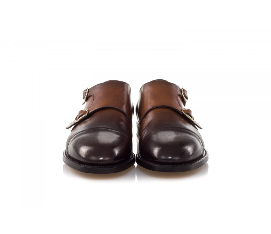 Brushed Leather Double Monk-Strap