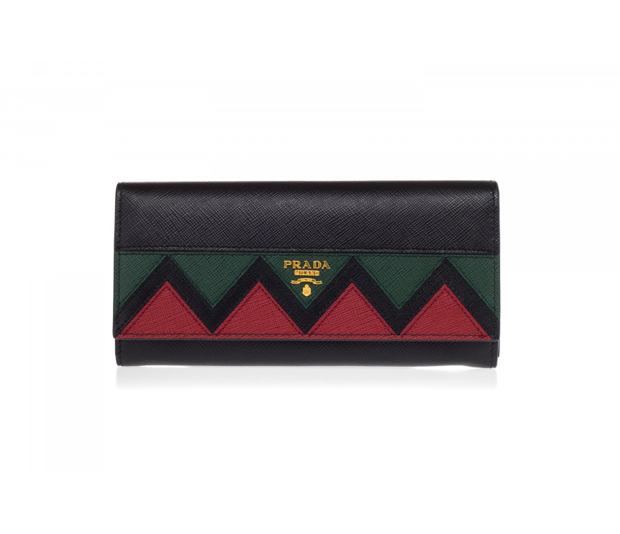 Wallet with 'Saffiano' leather with flat and Greek pattern