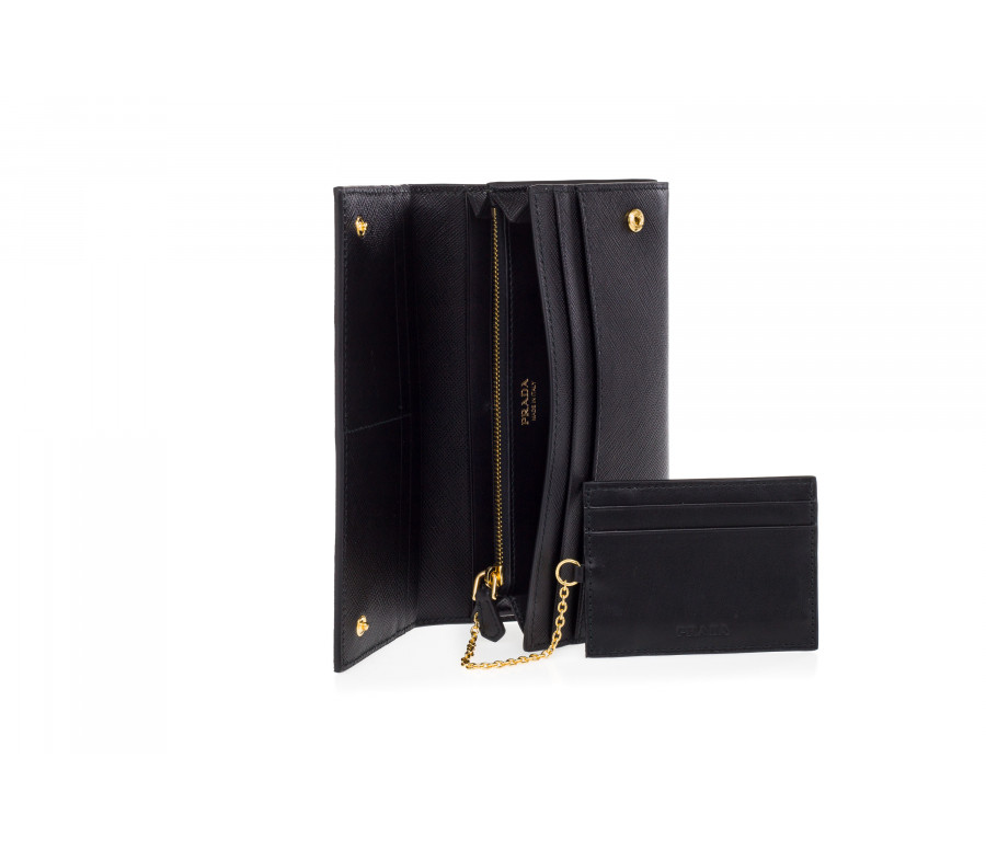 Wallet with 'Saffiano' leather with flat and Greek pattern