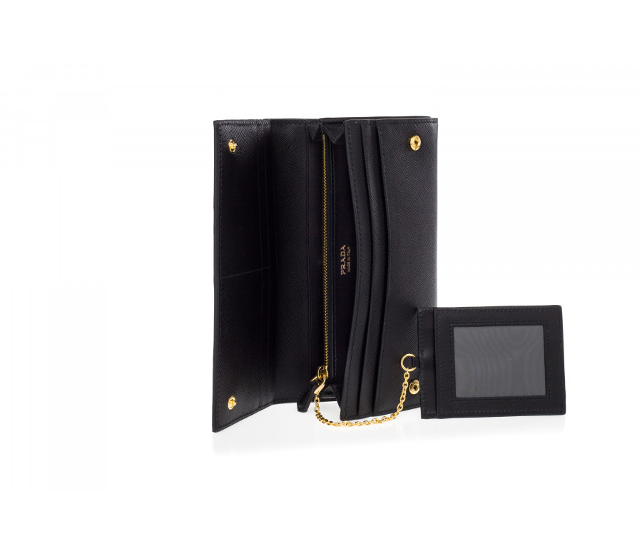 Wallet with 'Saffiano' leather with flat and Greek pattern