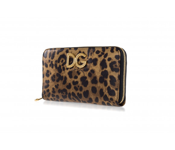 Leather and Leo pattern zip-Around 'Dauphine' wallet