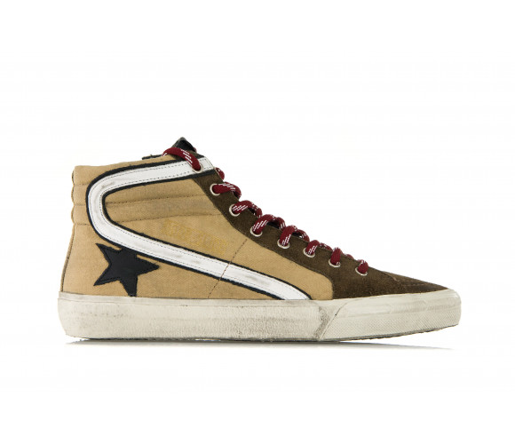 "slide" canvas & suede high-top sneakers