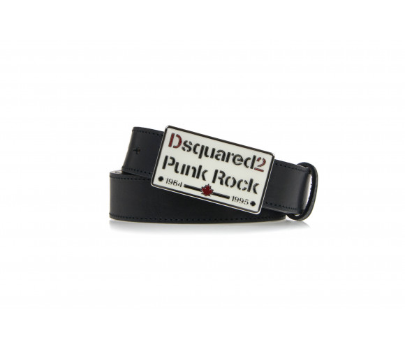 Leather Belt With Metal Logo Buckle