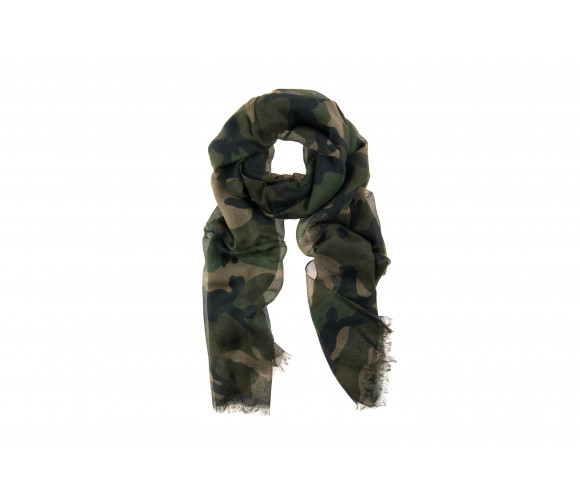 'Camouflage Print Cashmere & Silk Scarf