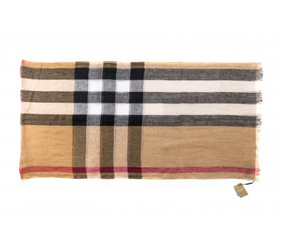 'Mega Check' Pattern Linen Scarf