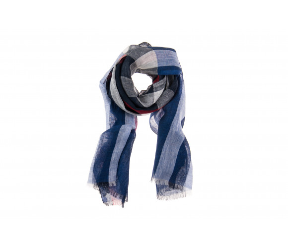 'Mega Check' Pattern Linen Scarf