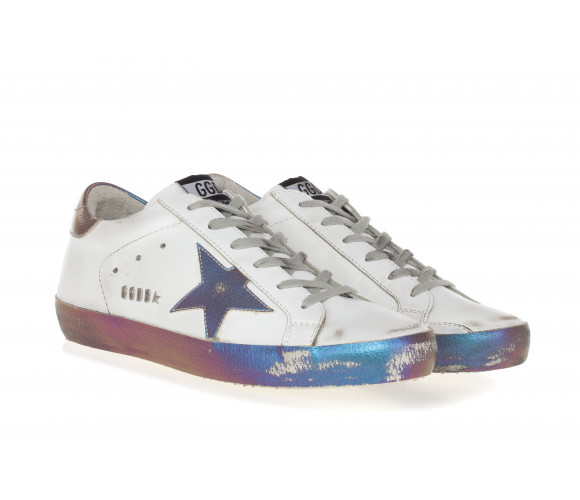 Leather Sneakers 'Superstar' With Iridescent Star