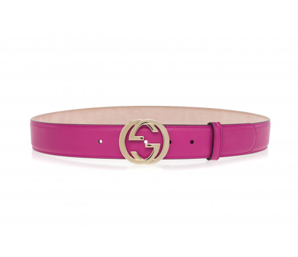 Leather belt with GG buckle