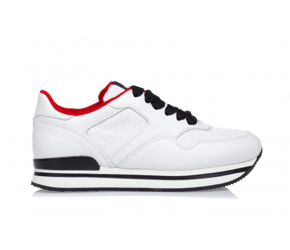 'H222' Leather Wedge-Sneakers With Glitter