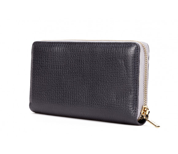 Zip-around pebble-grained leather wallet 