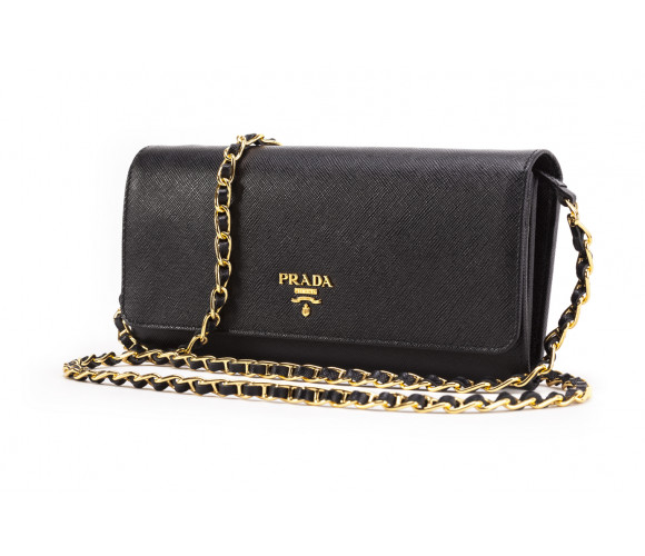 "saffiano" leather shoulder bag with chain