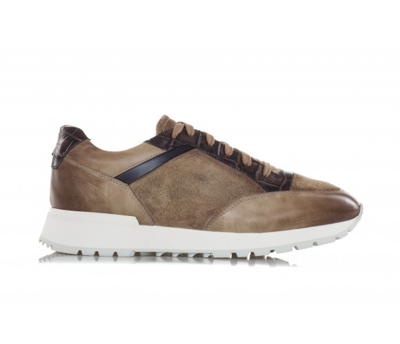 Washed Leather & Suede Sneakers
