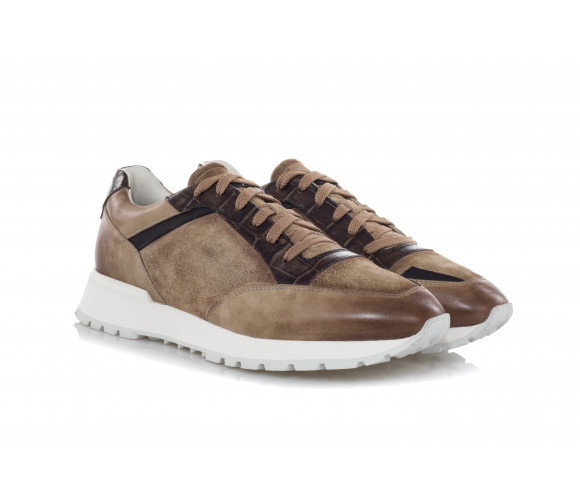 Washed Leather & Suede Sneakers